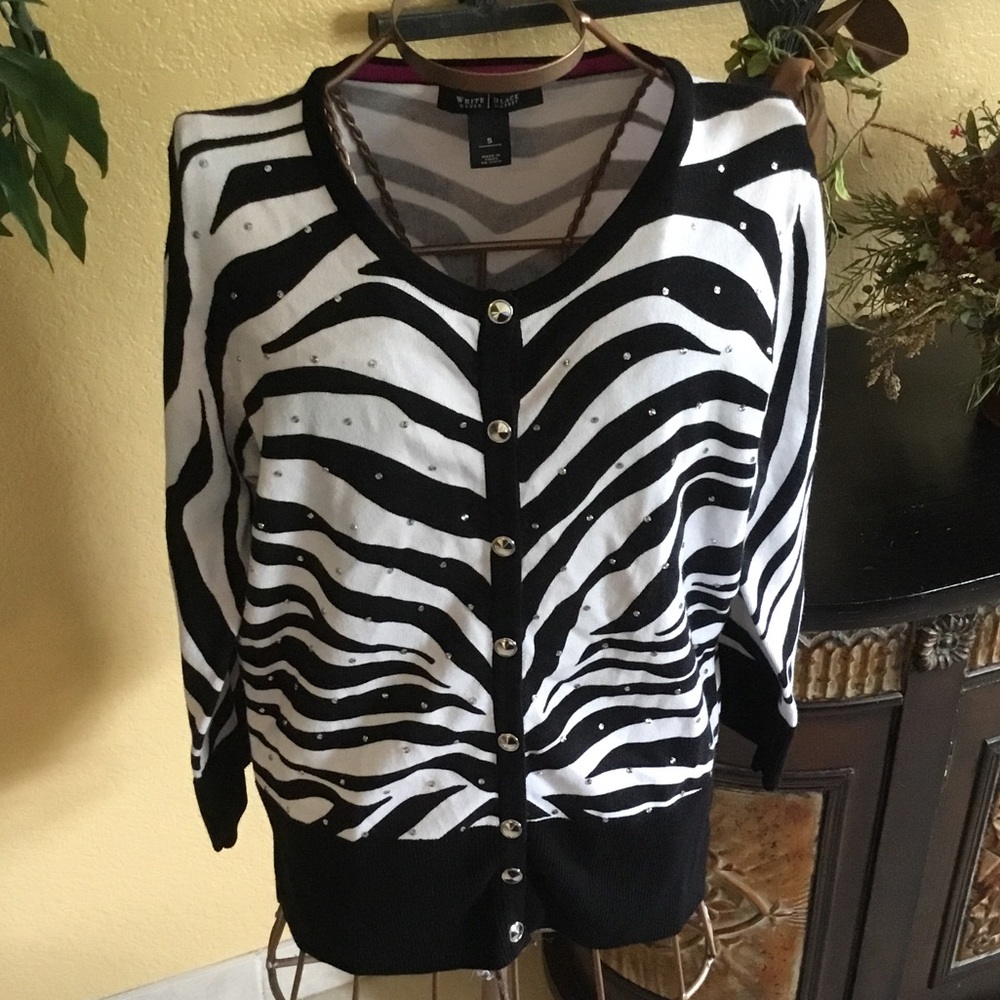 White house black market zebra striped cardigan